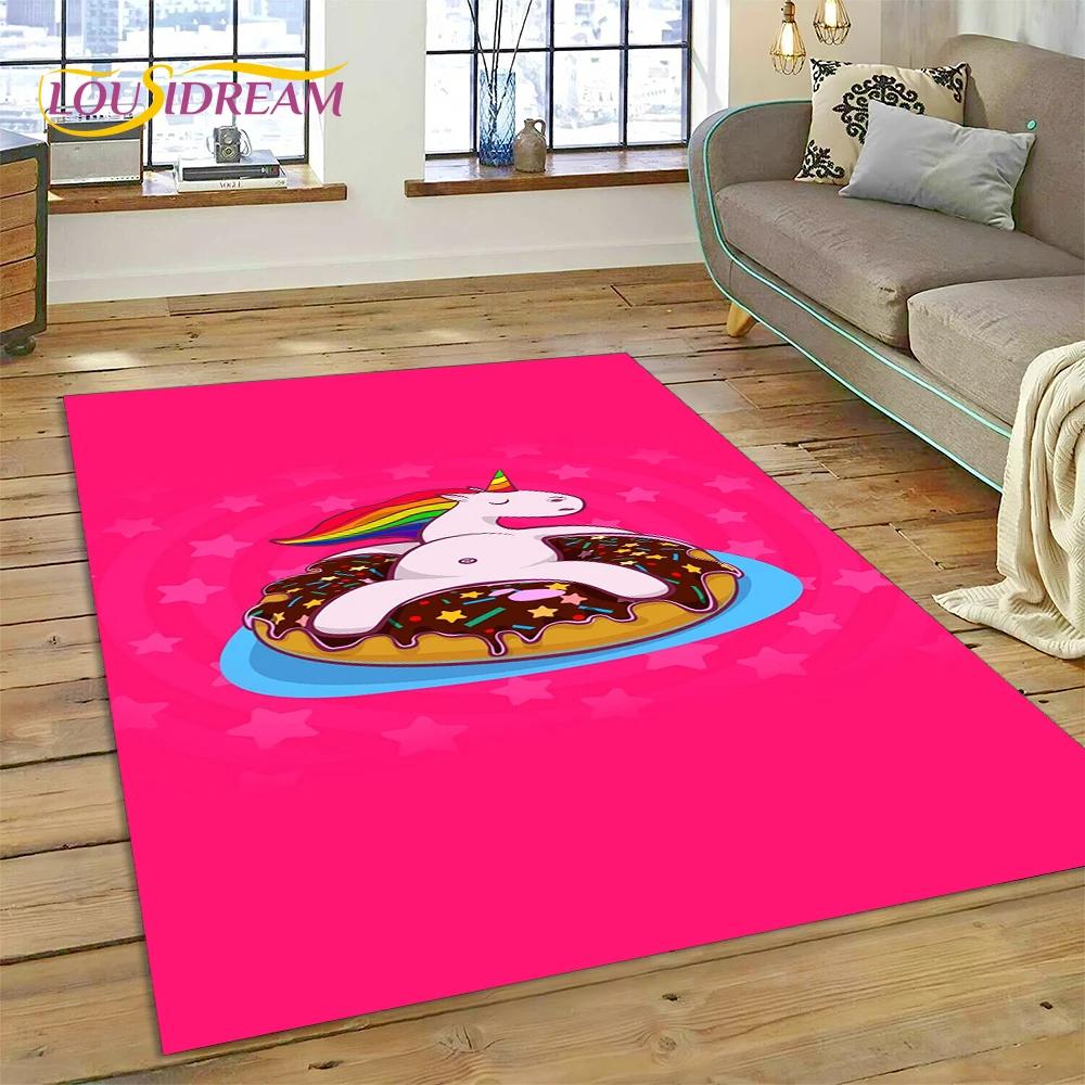 3D Cartoon Cute Unicorn Animal Carpet Rug for Home Living Room Bedroom Sofa Doormat Decor,Child Play Area Rug Non-slip Floor Mat