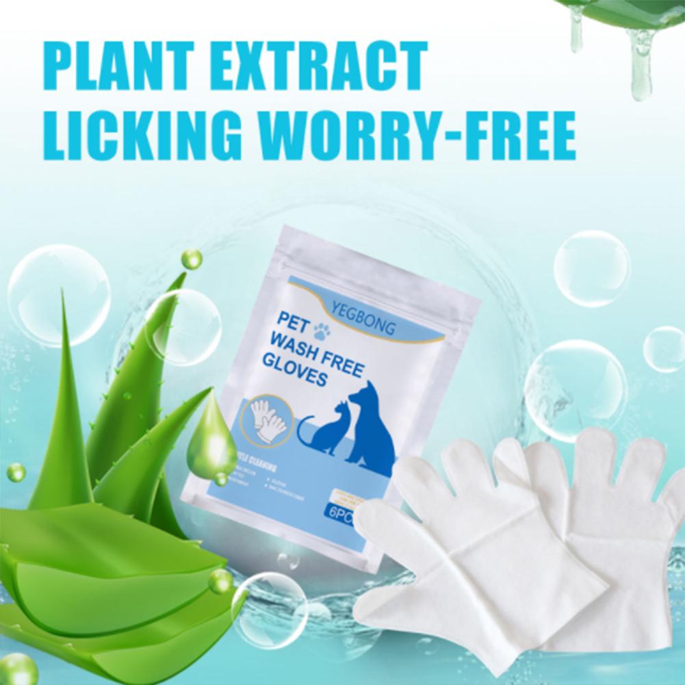 6pcs Pet Cleaning Massage Gloves Non-woven Disposable No-wash Gloves For Dog Cat Cleaning Supplies