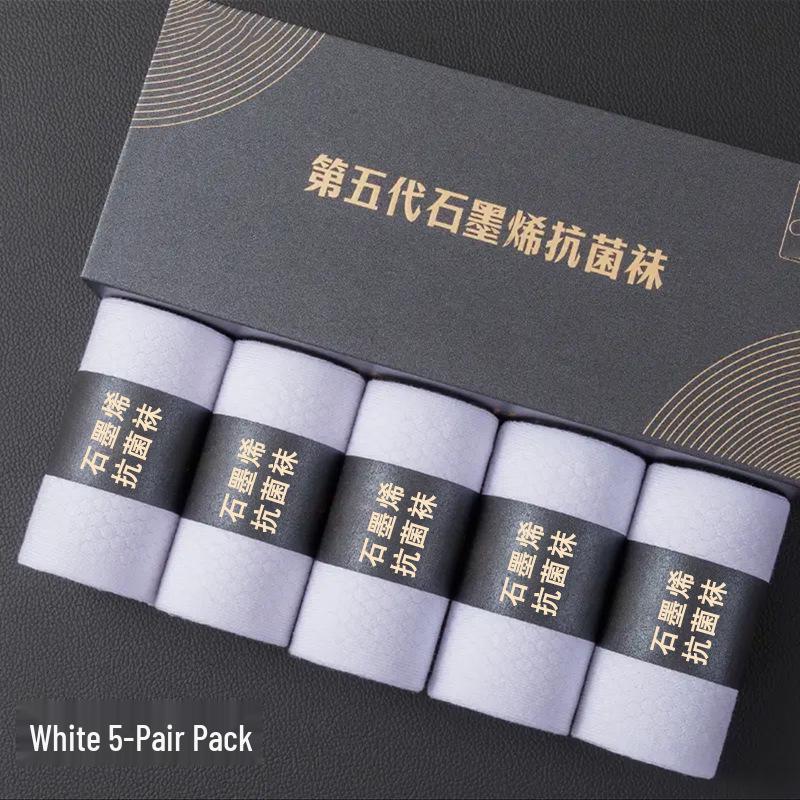 Fifth Generation Graphene-Infused Odor-Resistant Men's Autumn/Winter Antibacterial Cotton Business Socks