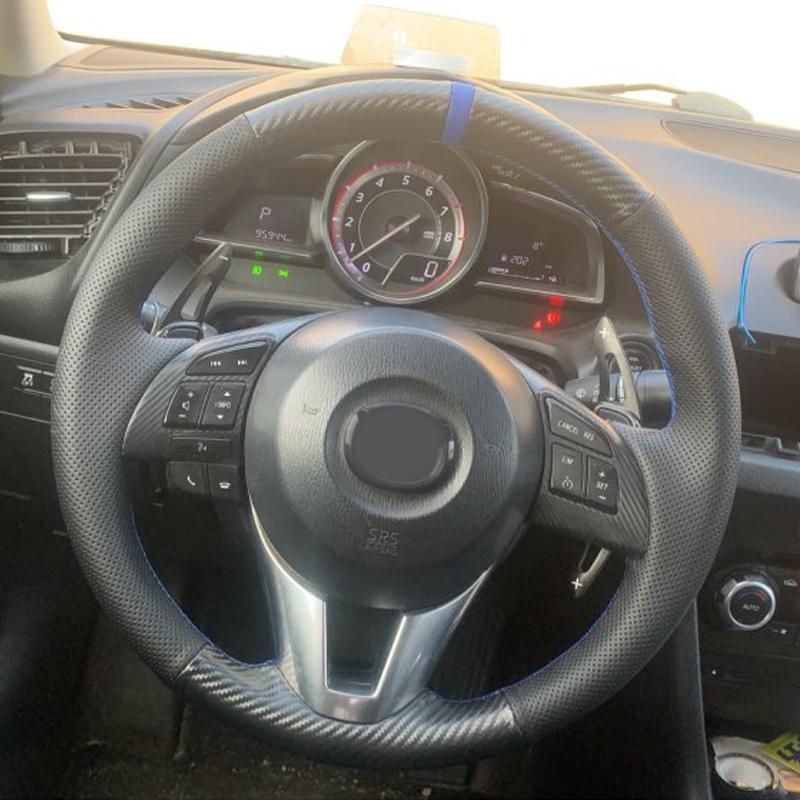 Coprivolante in Pelle Fibra di Carbonio CARDAK per Mazda 3 Axela Mazda 6 Atenza Mazda 2 CX-3 CX-5 2013 2014 2015 2016 2017