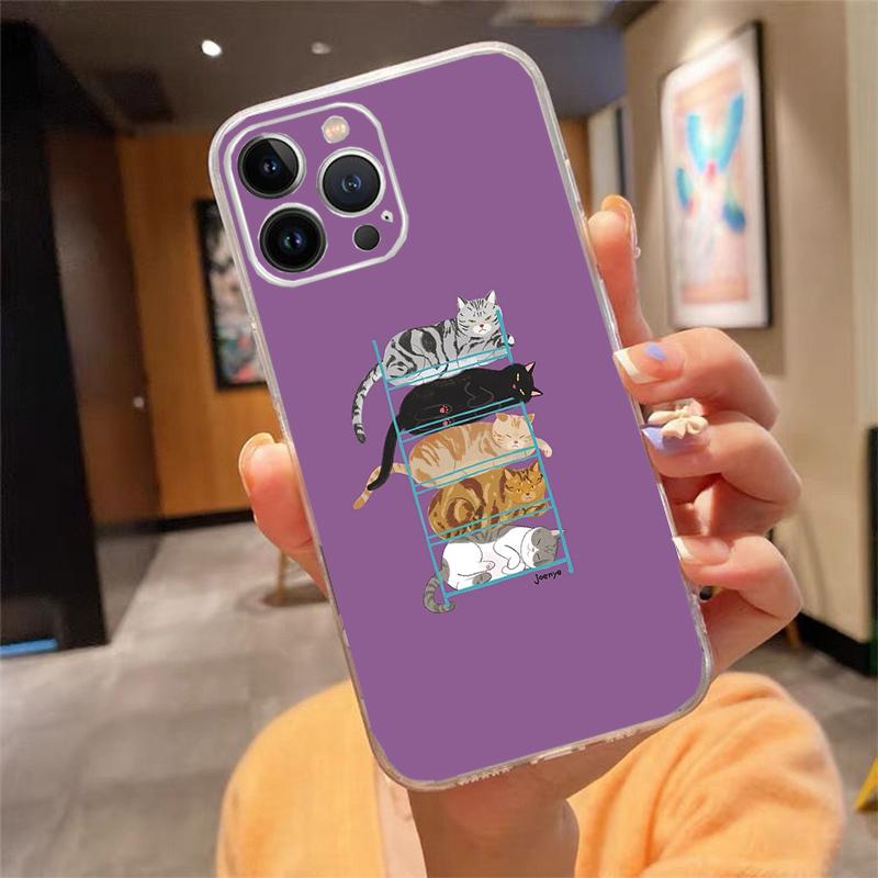 

Phone Case For iPhone 17 Pro Max Air 16 15 14 13 Pro Max 15 16 Pro 15Plus Cute Cat Cartoon Silicone Cover iphone 15