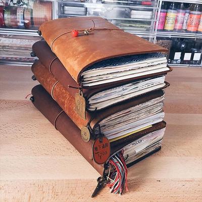 Makelloser Schnäppchen-Rindsleder-Ringbuch-Planer & Reisejournal-Notizbuch