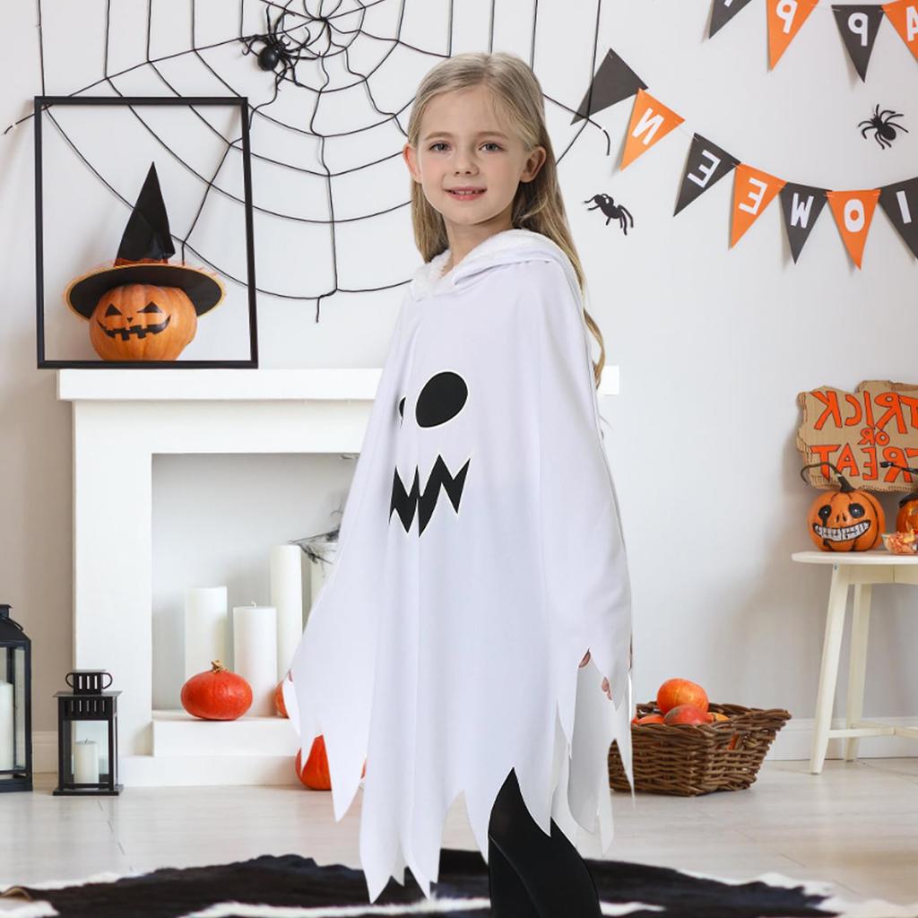 Alaiyaky Halloween Ghost Costume for Luminous Cute Devil for Boys and Parties Kids, Horror, Cloak, Poncho, White, One-Piece, Costume, Girls, Events,