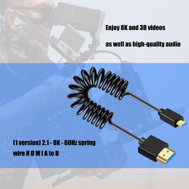 Adjustable 8K UHD2.1 Version Cord Spring Design Cable Wire Aluminum Foil Shielding for for Laptops Monitors