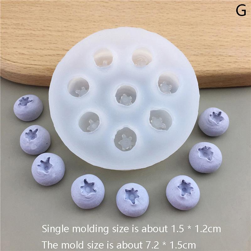 1 pieza Molde de silicona 3D Arándano Frambuesa Diy Simulación Fruta Molde Fondant