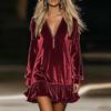 Women's Color Long Sleeve Loose Fit Dress for Casual and Elegant Everyday Wear