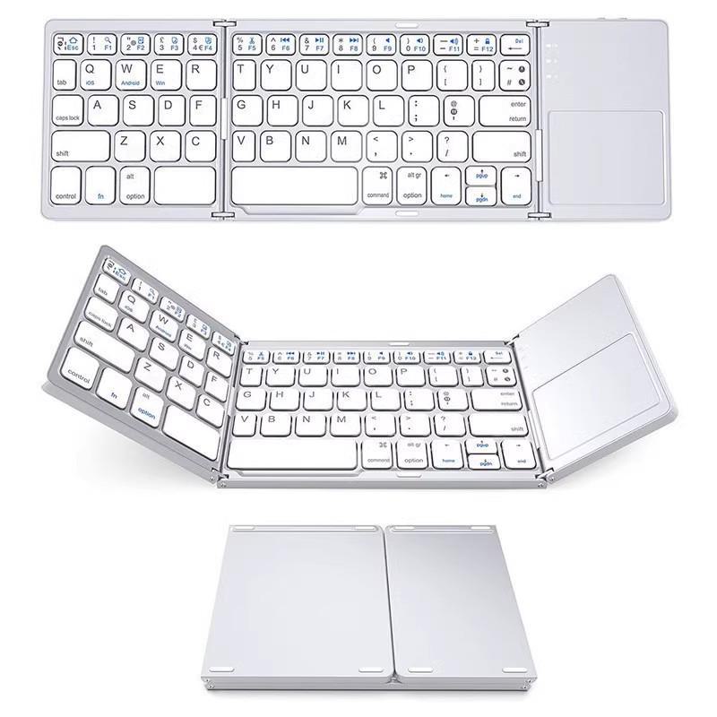 Compact Tri-Mode Bluetooth & 2.4G Foldable Keyboard and Mouse Set with Type-C Charging for Tablets