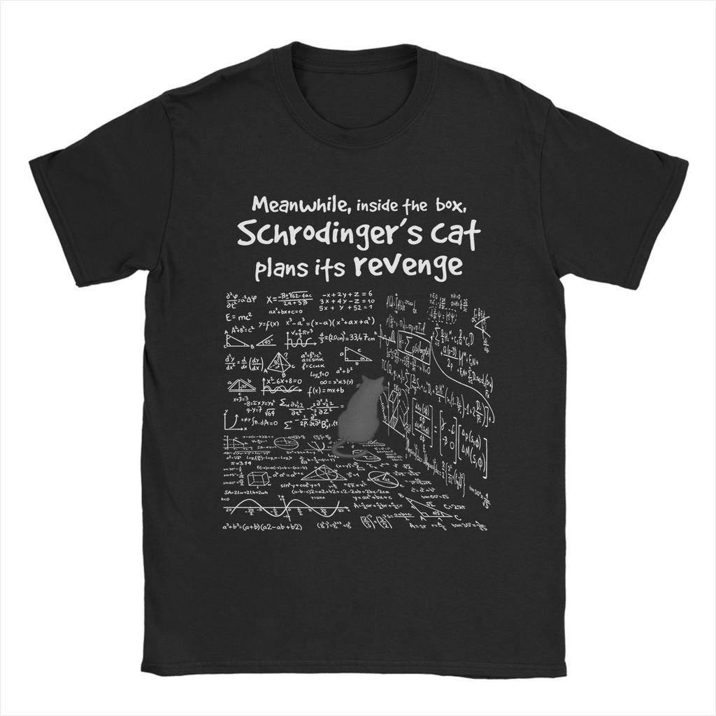 Herren Schrödinger's Katze Mathematik T-Shirt Reines Baumwollkleidung Vintage Kurzarm Rundhals T-Shirts Übergröße T-Shirt