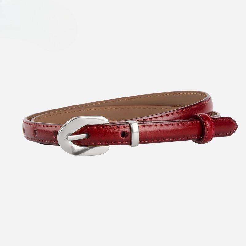 Genuine Leather Women's Thin Belt Cowhide Retro Women's Ins Style Jeans Decorative Women's Belt
