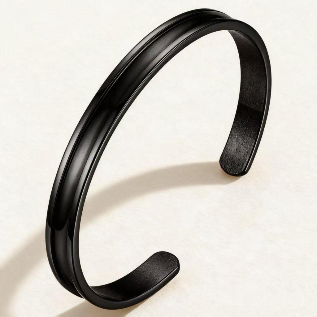 Elegant 4MM Open Titanium Steel Bracelet - Available In 3 Colors, Customizable with Laser Engraving