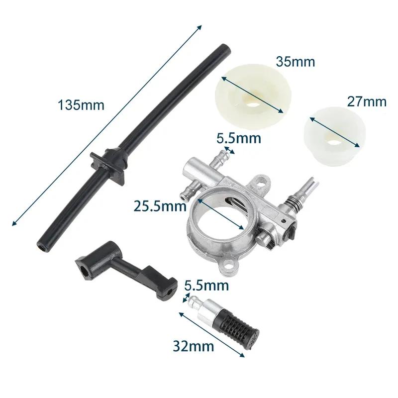 1 Set Chainsaw Oil Pump Filter Pipe Hose Line Worm Kit Fit for Chinese 25CC 2500 Chainsaw Spare Parts Garden Tools