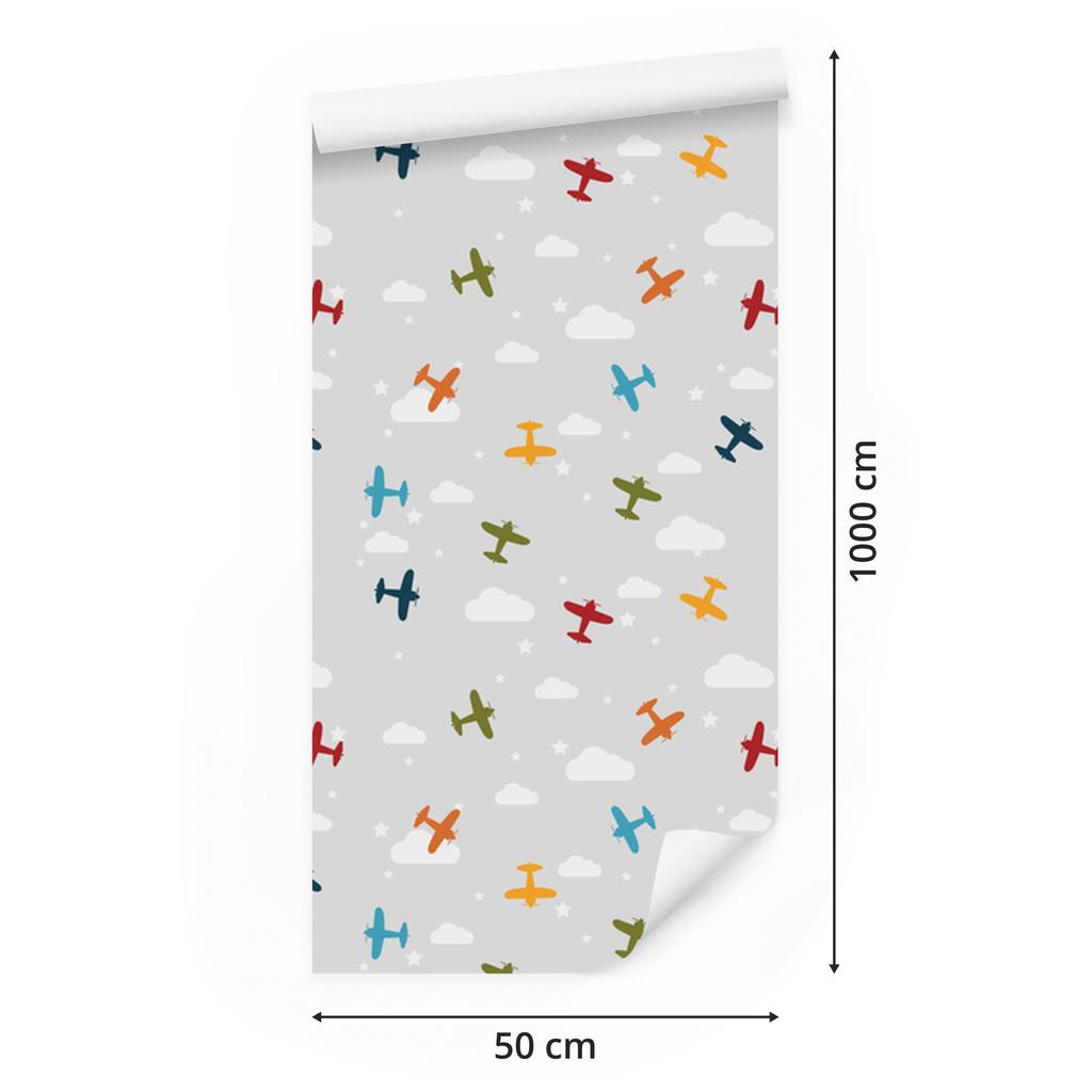 Wallpaper Colorful airplanes from the clouds for the living room and bedroom 50x1000