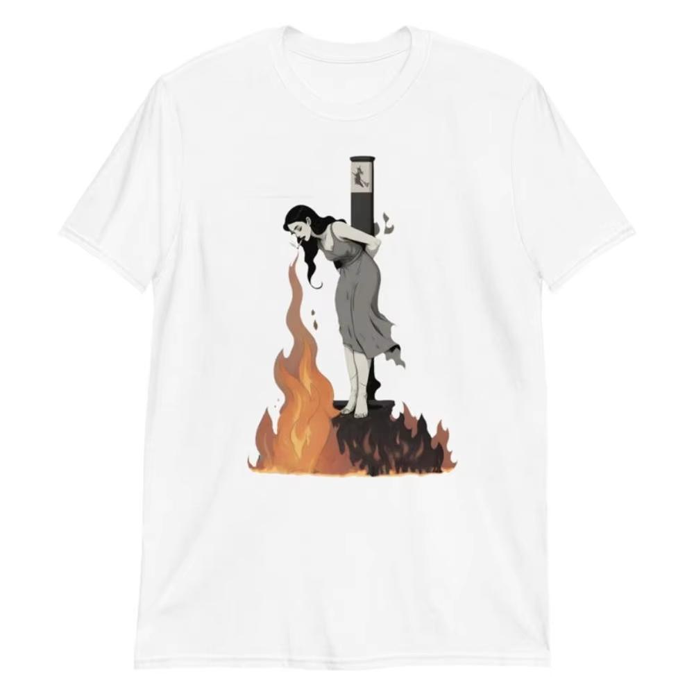 Witch Lighting Cigarette While Burning At The Stake Tshirt Personality Attitude Tee