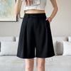 Black Suit Shorts for Women In Summer Thin High Waist Loose Slim Straight-leg Casual Mid-pants Wide-leg Five-point Pants