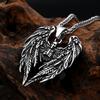 Gothic Skull With Angel Wings Necklace Men's Stainless Steel  Creative Handmade Hip Hop Pendant Jewelry Gift Dropshipping