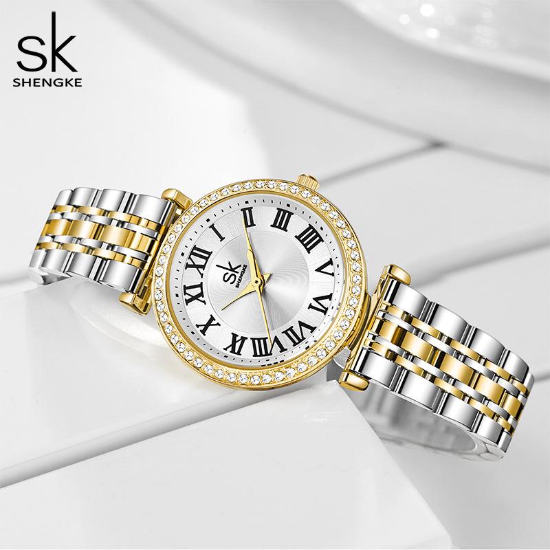 Ladies Watch Women'S Niche High-End Sense Elegant Diamond-Encrusted Quartz Watch Steel Belt Guangzhen Watch 0197