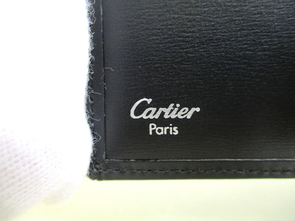 Authentic Cartier Pasha de Cartier Black Leather Silver H/W Bifold Bill Wallet #a814  Refurbished
