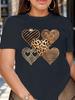 Five Distinct Heart Designs Women's Comfit T-shirt Casual Crew Neck Short Sleeve Top Knit Fabric Spring/Summer/Fall Fashion
