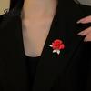Decorative Brooch Accessory Alloy Pin Rose Flower Shape Shiny Rhinestones