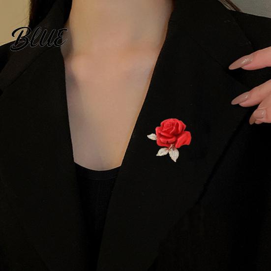 Decorative Brooch Accessory Alloy Pin Rose Flower Shape Shiny Rhinestones