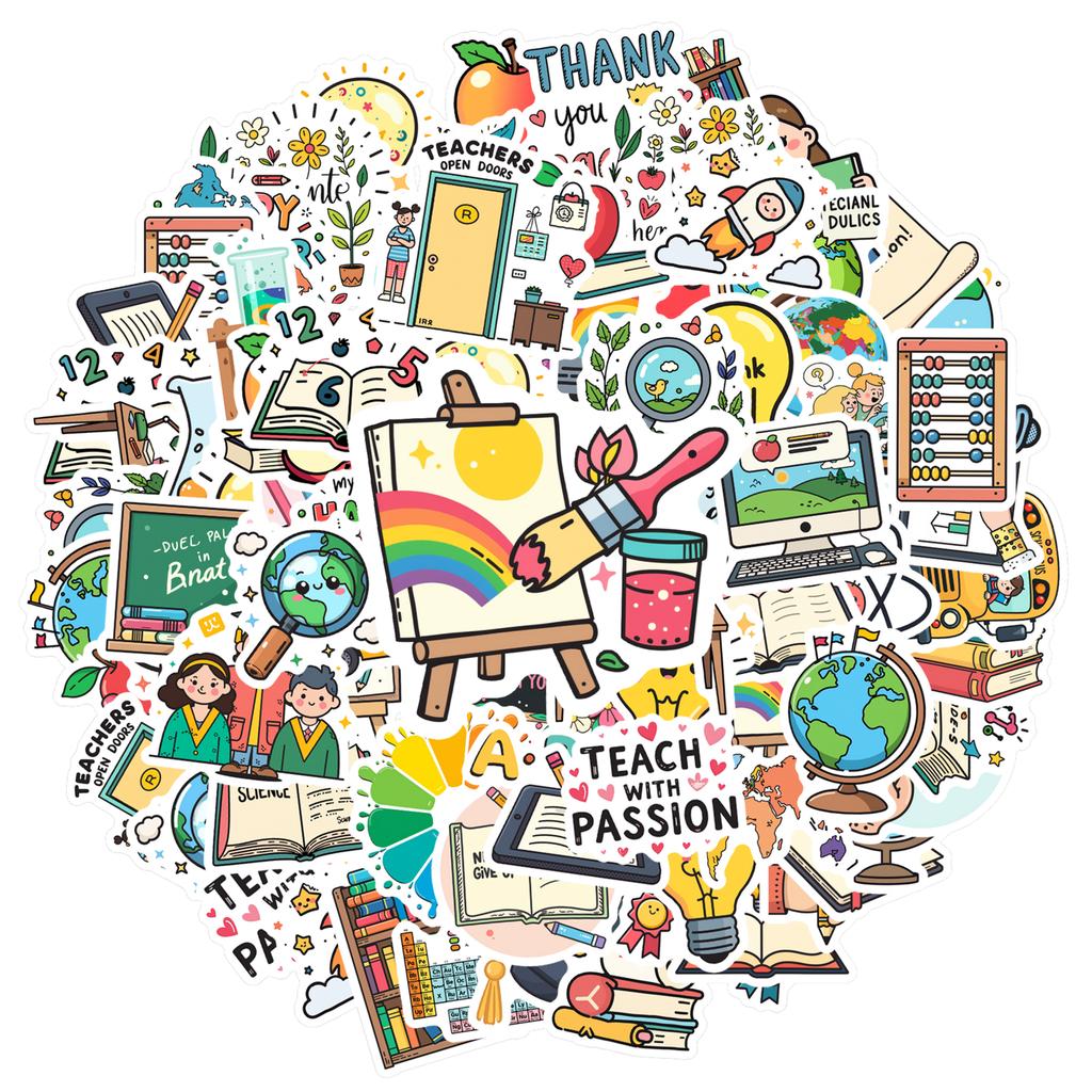 Cartoon Education Decals Cute School Teacher Reward Stickers Funny Stickers For Laptop Fridge Guitar
