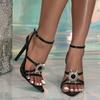 2026 New Solid Color Fashionable Pointed High-heeled Sandals with Exposed Toes
