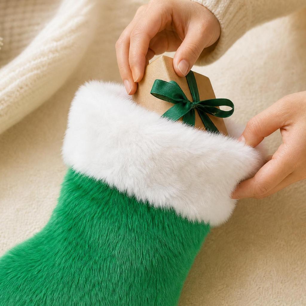 FauxFleece Christmas Stocking Soft Faux Fleece for Mantel Display, Doorway