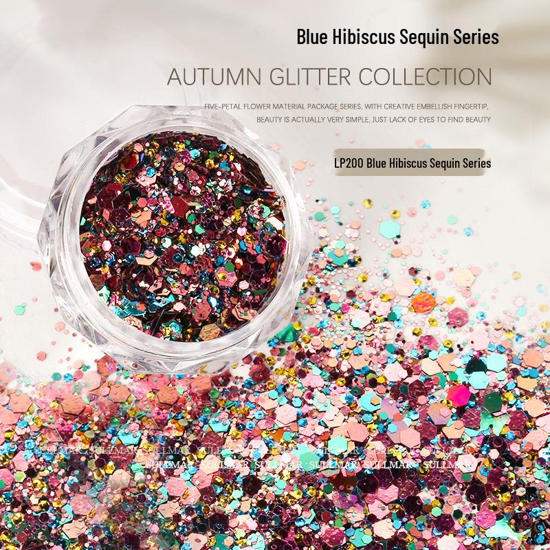 Sweet Style Nail Art: Mixed Glitter & Sequins Set - Coarse & Fine Irregular Shapes