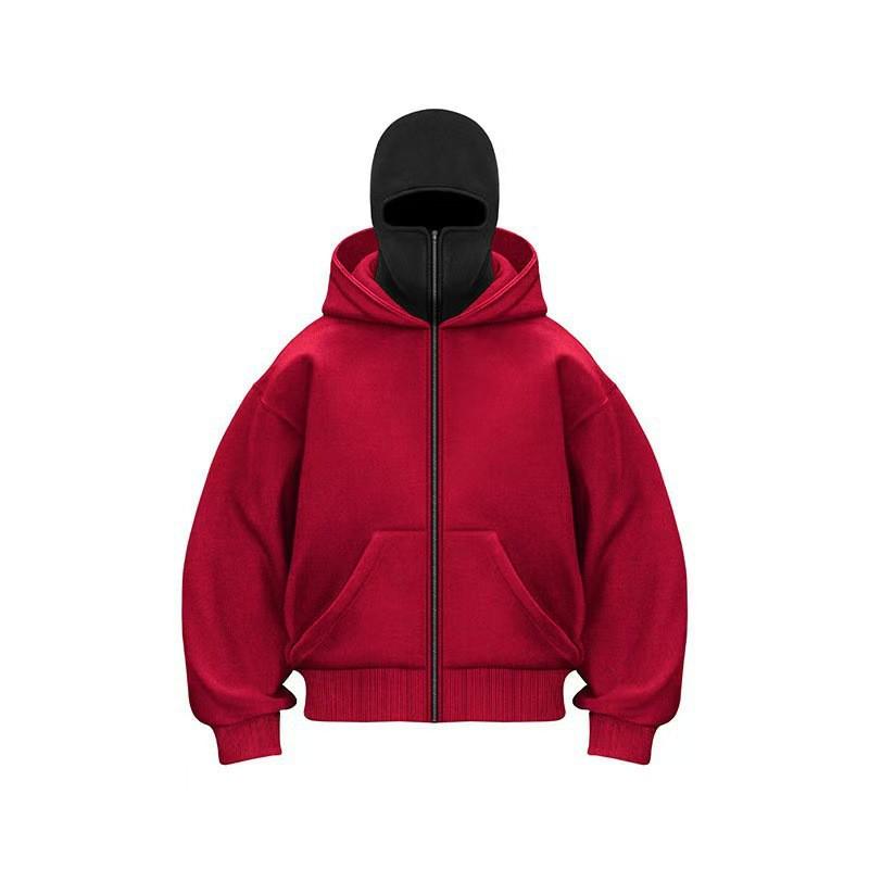 Womens Zip Up Hooded Sweatshirt Double Layer Hood Fleece Lined Loose Fit Casual Streetwear