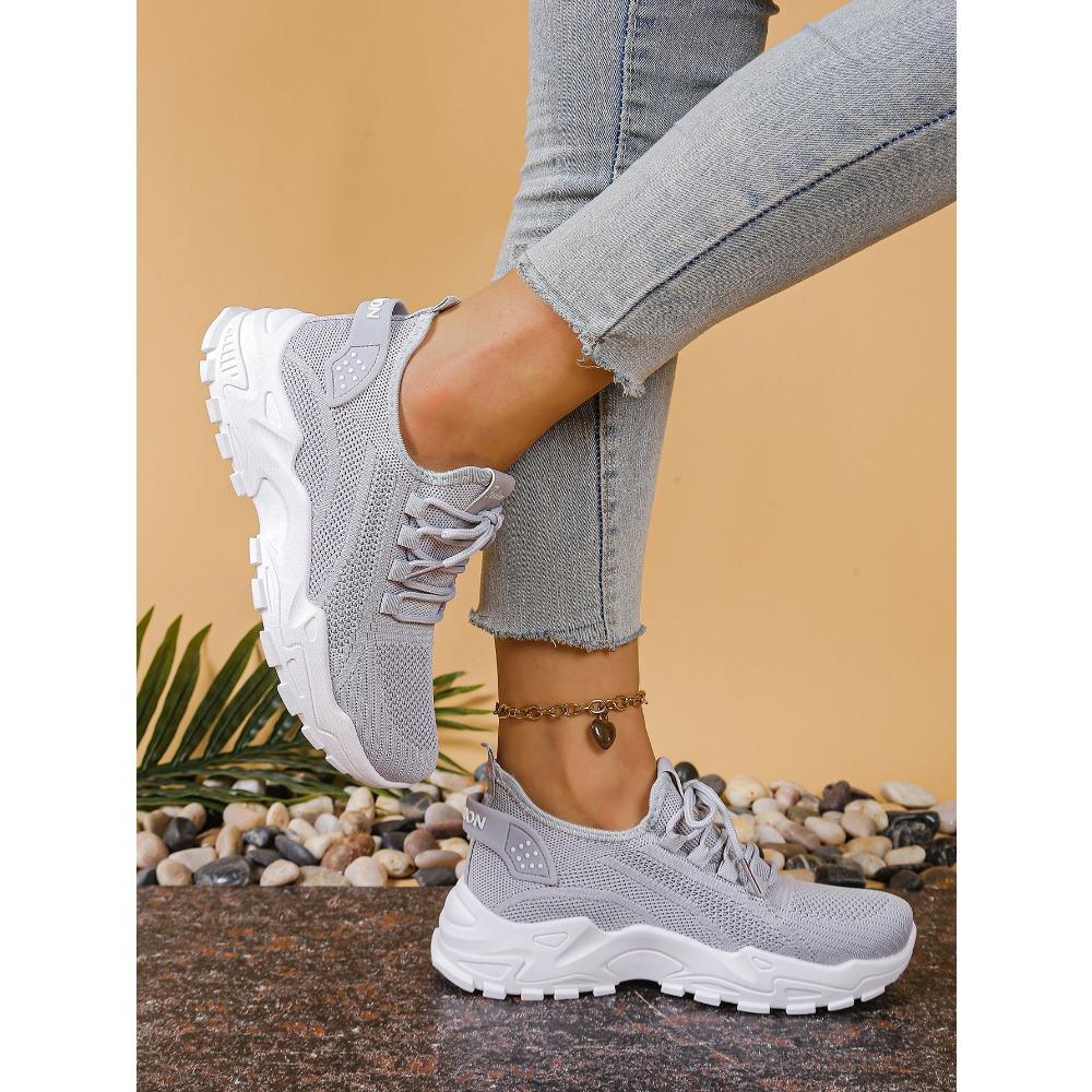 Women's Summer Breathable Flyknit Mesh Shoes, Fashion Versatile Casual Athletic Flats for Women
