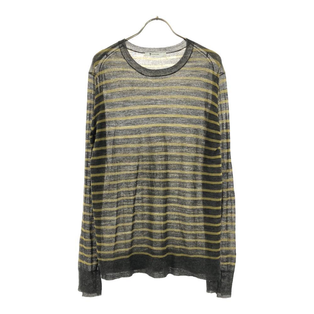 Alexander Wang border Long sleeve knit S Gray x yellow sweater Women Used