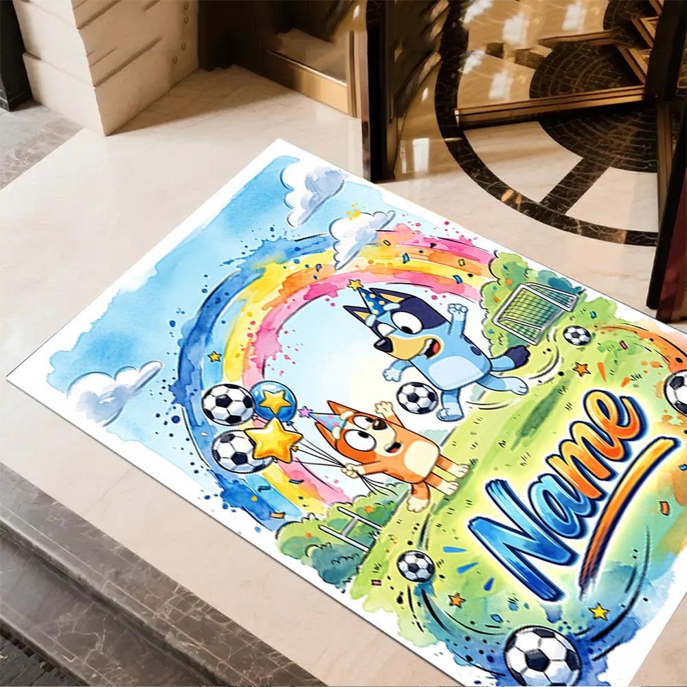 Soccer Fun Friends Personalized Name Floor Mat Design for Hallway Decorate room Outdoor Study room Anti-slip Rug Office home decor Gift for Festivals