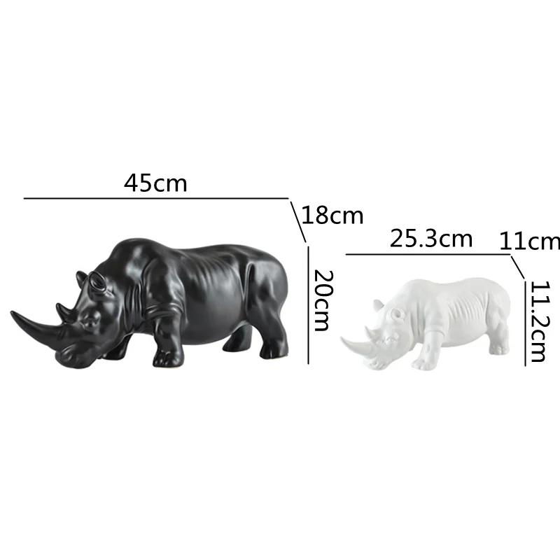 Ceramic Crafts Simulation Animal Sculpture Rhino White Rhino Ceramic Ornaments Animal Figures Home Decoration Accessories