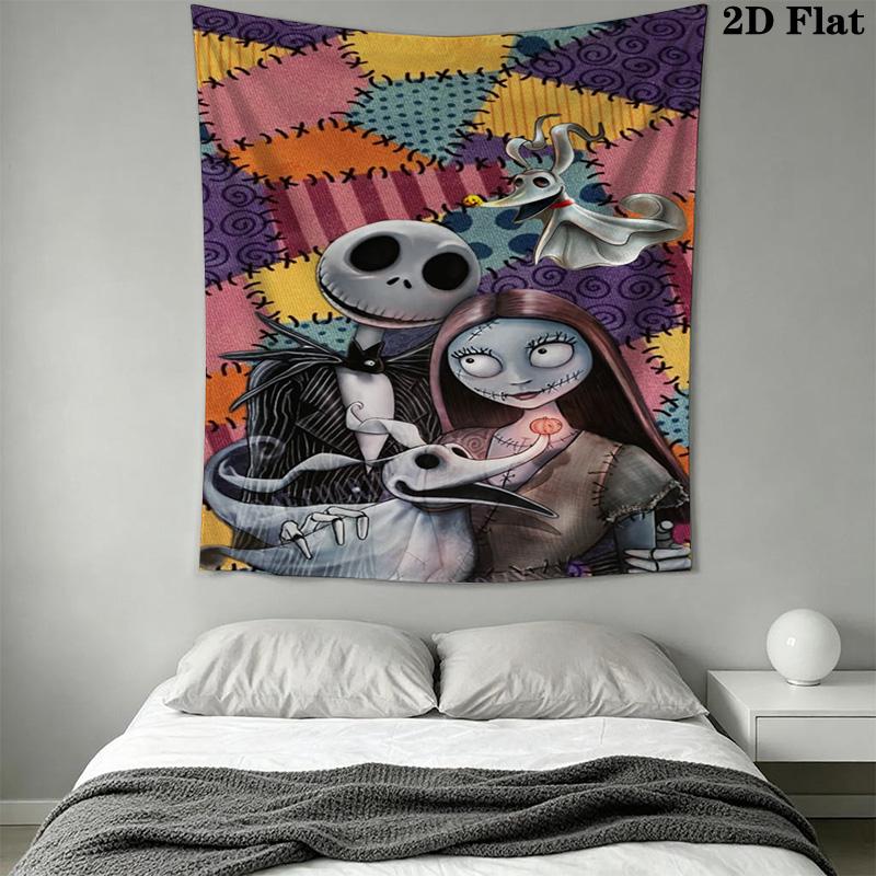 Jack Skellington'S Halloween Night Adventure Tapestry Fashion Print Wallmounted Atmospheric Background Cloth Background Cloth Wall Decoration