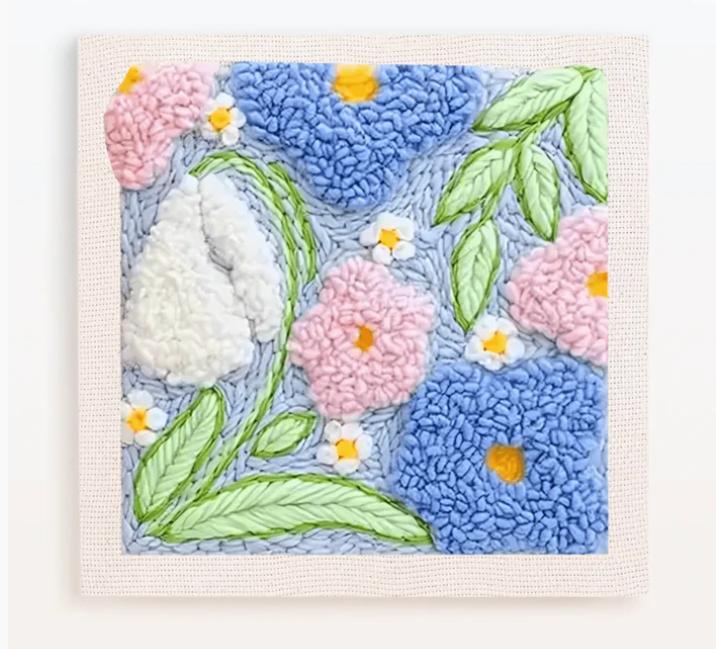

SDOYUNO White Flower Punch Needle Embroidery Kits With Frame Crafts Diy Kits Flower Tufting Magic Punch Needle Kits Home Decor 25X25cm