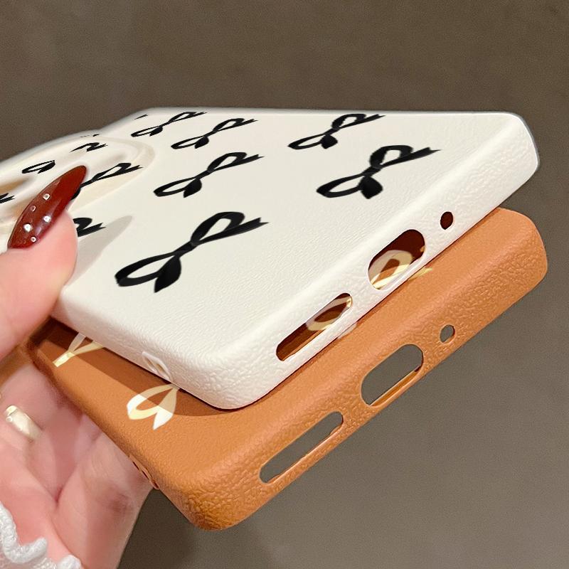 Bowknot Print TPU Leather Texture Soft Case For Xiaomi 13T Pro Poco X7 X6 M6 Pro Redmi Note 14 Pro 13 12 11 Matte Slim Shockproof Phone Cover