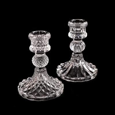 Vintage-Kerzenständer aus klarem Glas für Abendessen, Kerzenhalter, Heim- und Hochzeitsdekoration