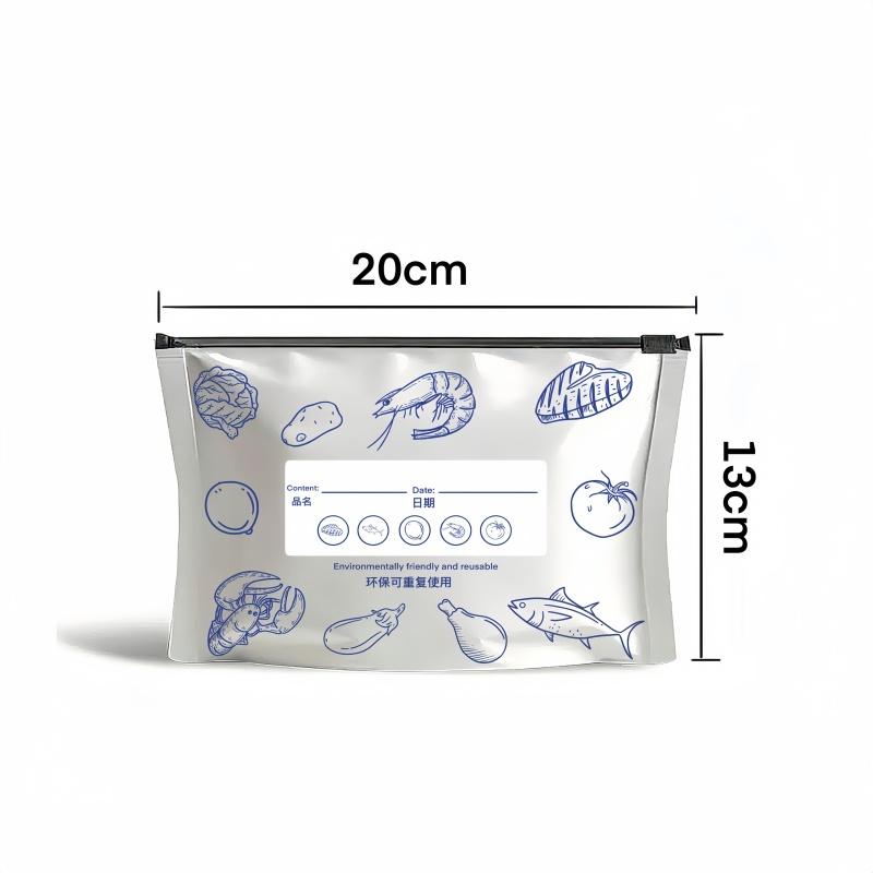 10Pcs/Bag Kitchen Aluminum Foil Fresh-keeping Bag Zipper Lock Bag Sealable Frozen Sealed Packaging Food Packaging Bag