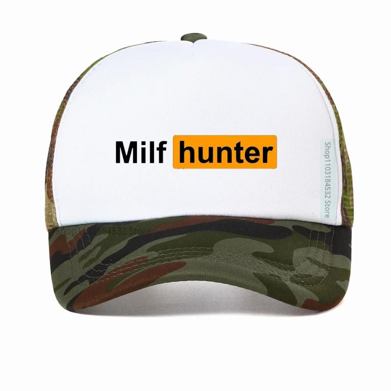 MILF Hunter Baseballkappe Lustiger Erwachsenenhumor Witz Für Männer, die Milfs Lieben Grafische Trucker-Kappen Sommer Outdoor Sonnenschutz Netzmütze