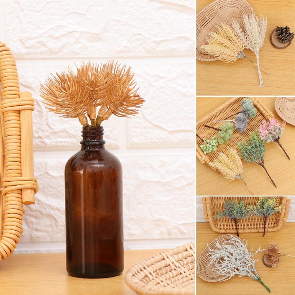 6PCS/Bundle DIY Home Decor Xmas Ornament Simulation Plants Faux Grass Pine Artificial Flowers