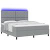 Boxspring Bed with LED Light Strips Light Gray 180 X 200 Cm Fabric