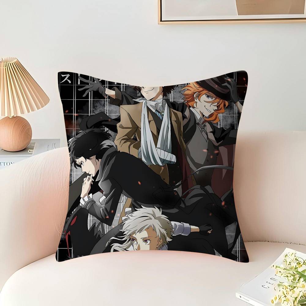 Anime B-Bungo Stray Dogs Cushion Cover Car Throw Pillow Case For Sofa Car Christmas Gift 40x40cm 45x45cm