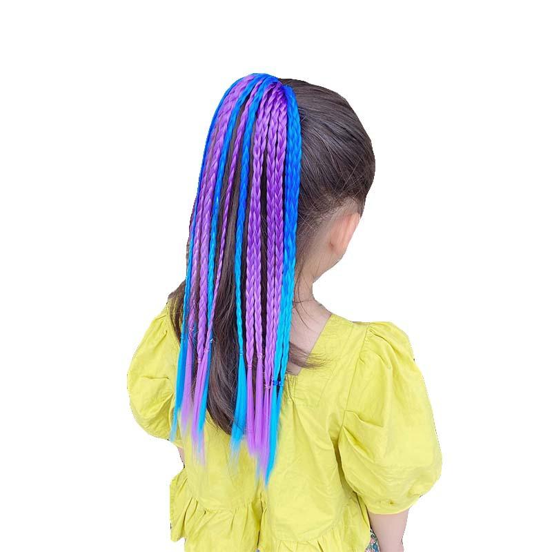 1PC New Girls Colorful Wigs Ponytail Kids Hair Accessories Head Band Hair Ornament Headbands Rubber Bands Beauty Hair Bands