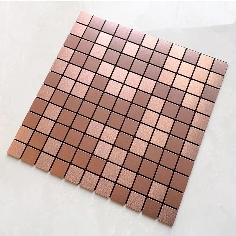 3D European Smooth Metal Mosaic Wall Sticker Self-adhesive Tile Kitchen Bathroom Bar Living Room TV Background Wall Decor Stick