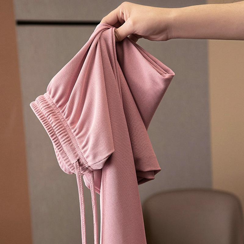 Women Summer Wide Leg Pants Drawstring Pants High Waist Straight Pant Korean Loose Sweatpants Long Trousers Ice Silk Pants