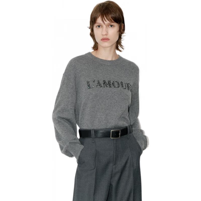 

MO&Co. Women s Beaded Letter Cashmere Blend Pullover Sweater S (160)