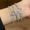 18K Gold Plated Zircon Oval Textured Bangle - Luxury High-End Bracelet for Fashion and Commuting