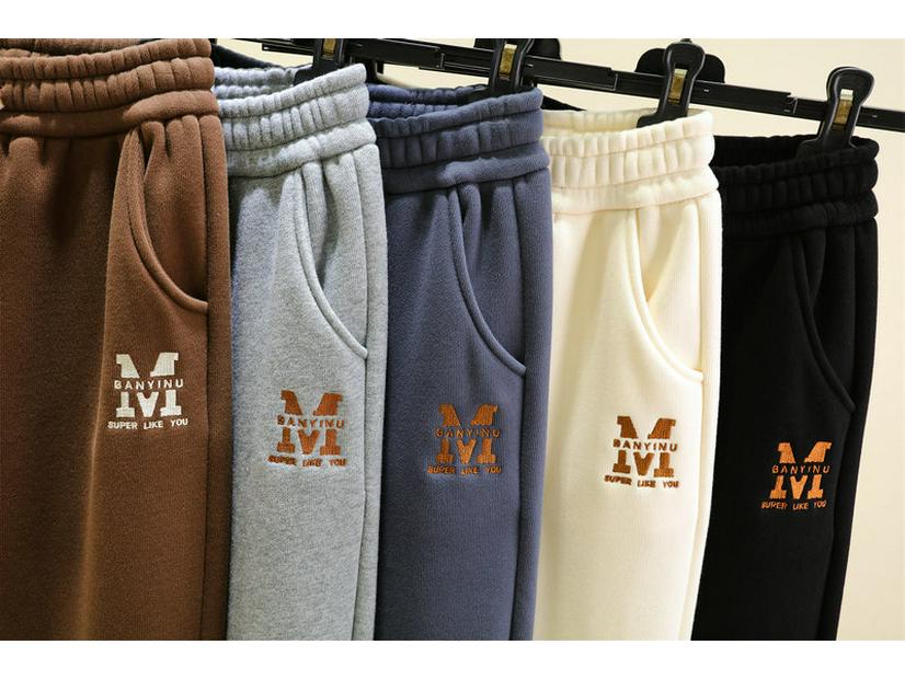 2023 Herbst/Winter Samt Verdickte Knöchel Sport Slim-Fit Hose - Damen Locker Bestickte Harem Jogginghose, Koreanischer Stil