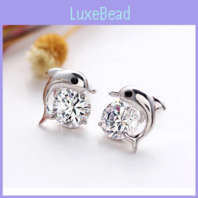 Exquisite Ladies Dolphin's Love Rhinestone Ear Stud Earrings With Timeless Design