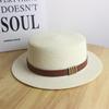 Sunscreen hat, sunshade belt buckle, flat hat, top hat, outdoor beach outing, straw hat, female summer versatile flat brim tide